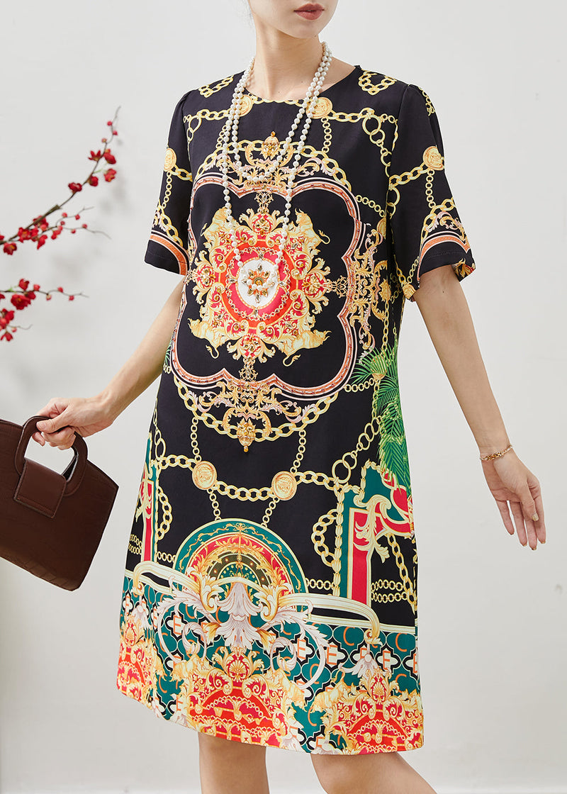 Black Silm Fit Print Cotton Work Dress Summer