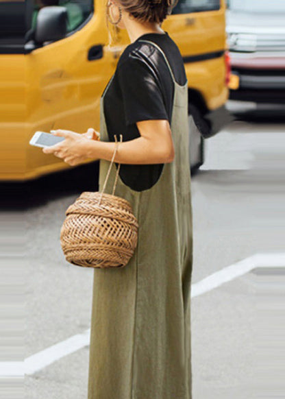 Army Green Slash Neck Jumpsuit Sleeveless