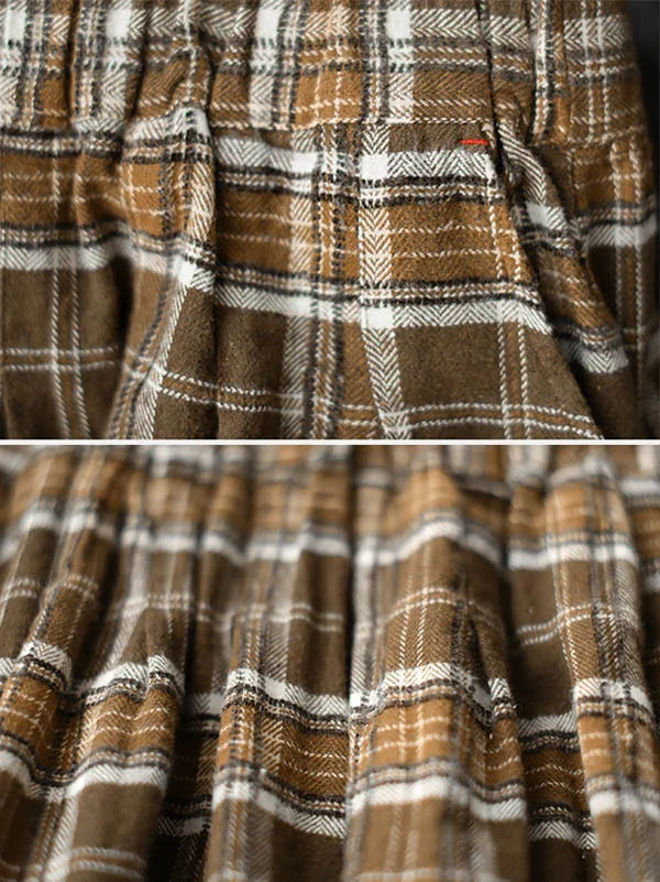 Artistic Retro Plaid A-line Skirt Spring