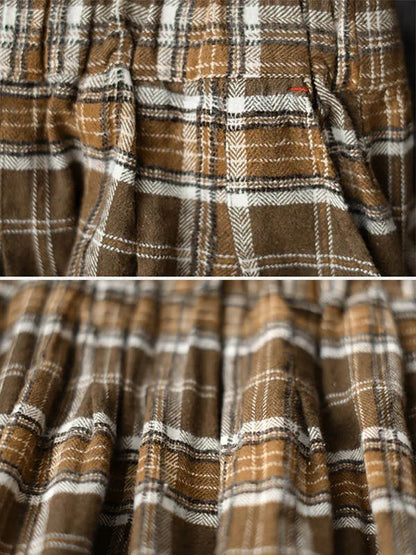 Artistic Retro Plaid A-line Skirt Spring