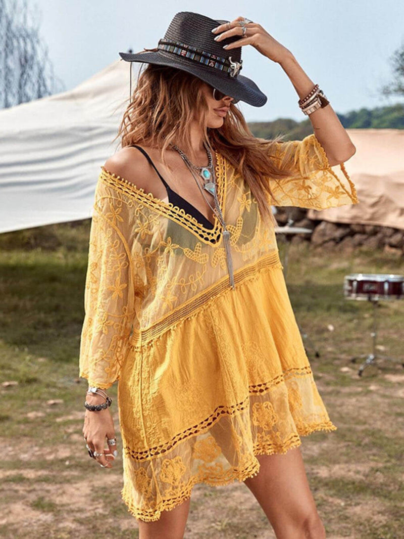 Loose Lace Beach Vacation Bikini Cover-up Dress