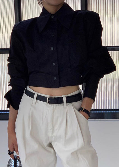 White Back Lace Up Cotton Shorts Blouses Spring