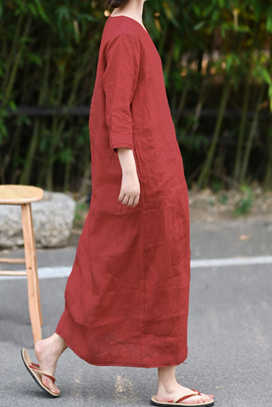 -new Red Linen Dress