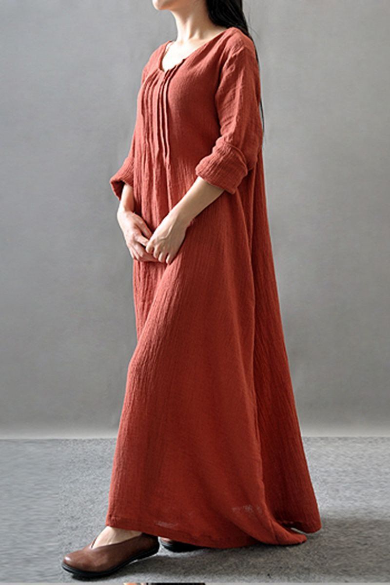 Purple/black/orange Maxi Linen Dresses