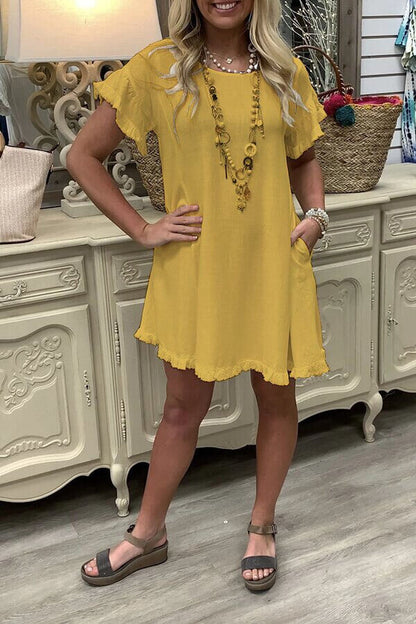 Cotton Linen Short Sleeve Dress
