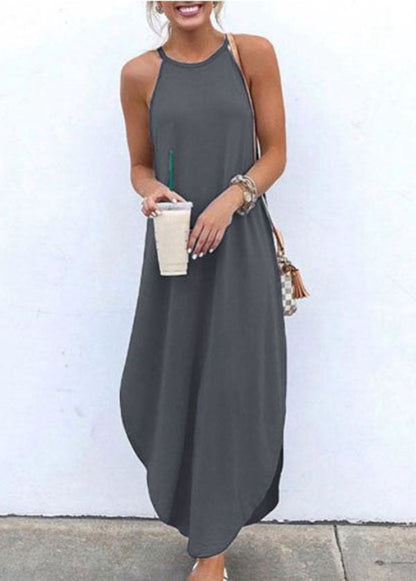 Sleeveless Straps High Low Hem Causal Maxi Dress