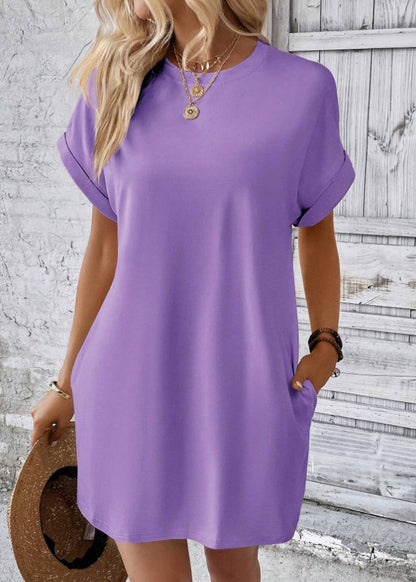 Black O Neck Cotton Mid Dresses Summer