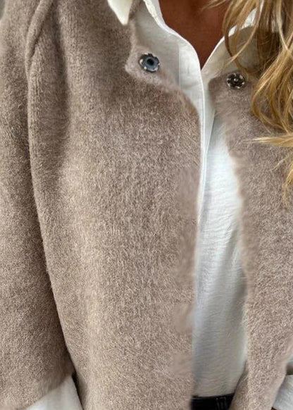 Style Camel O Neck Button Cashmere Short Coat Fall