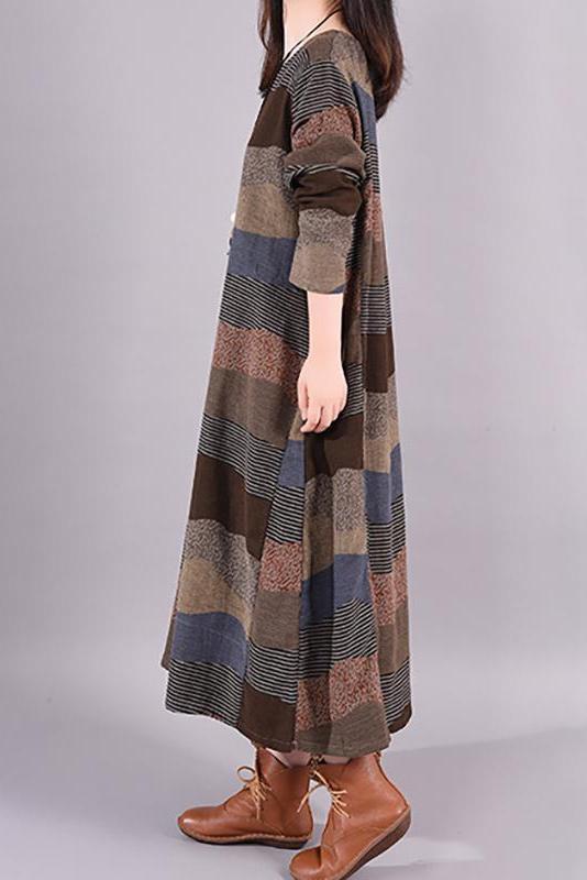 Limited Stock- Lotstrends Wavy Colorful Stripes Retro Linen Dress