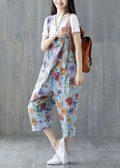 Classy Light Blue Pockets Denim Jumpsuit