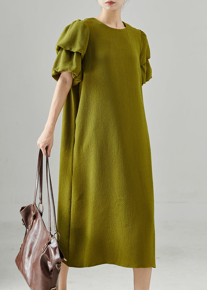 Green Puff Sleeve Spandex Dresses Summer