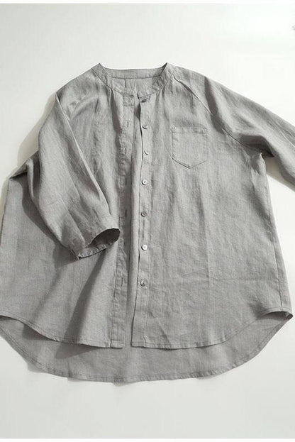 Simple Linen Blouse Tops