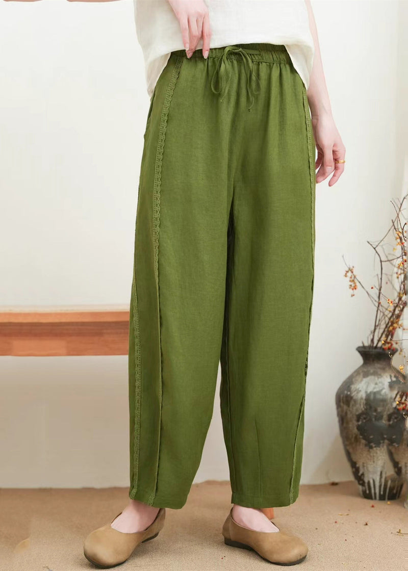 Orange Oversized Patchwork Lace Pants Summer