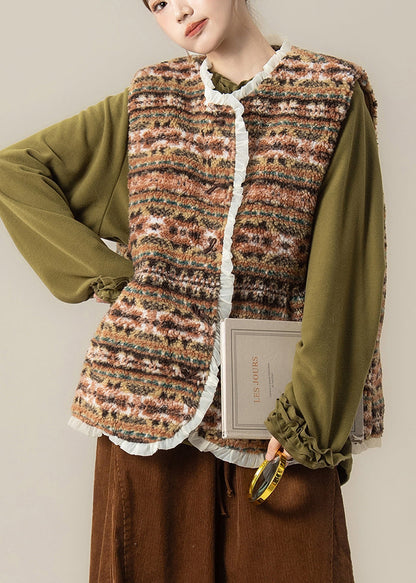 Green Pockets Faux Fur Waistcoat Winter