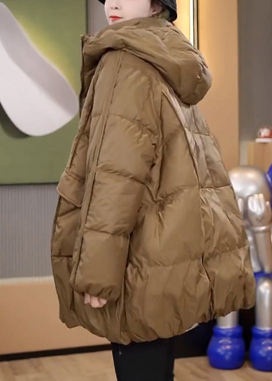 Green Hooded Pockets Duck Down Parkas Winter