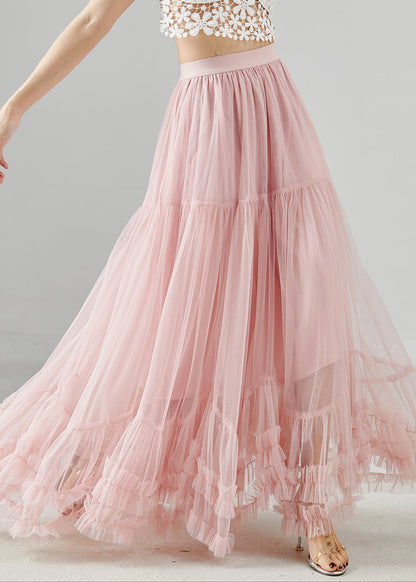 Pink Ruffled Exra Large Hem Tulle Skirt Fall