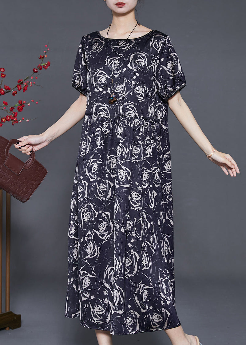 Black Silm Fit Silk Long Dresses Summer
