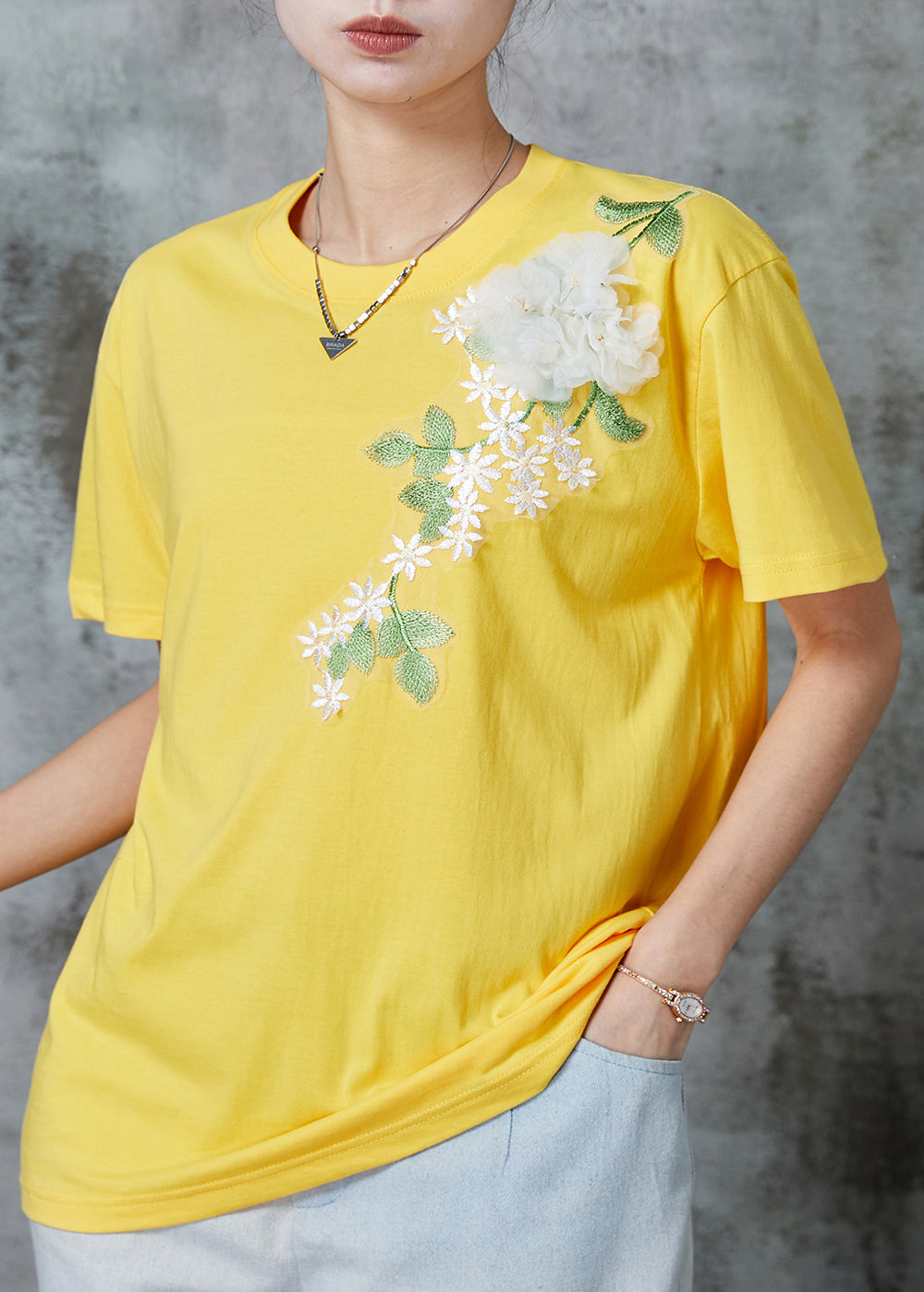 Yellow Cotton Beach Vest Embroideried Summer
