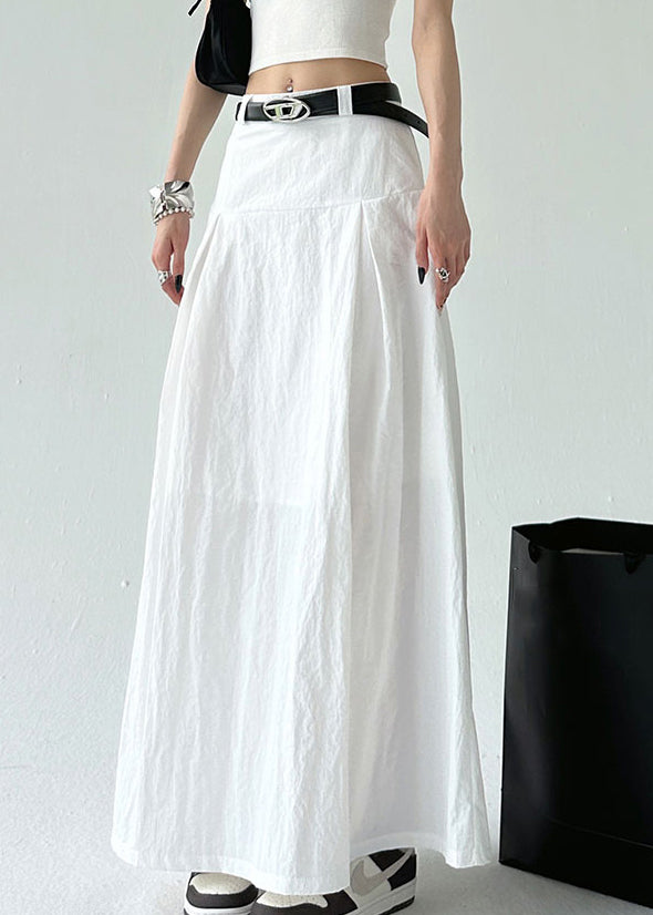 White High Waist Cotton Summer Skirt Zippered