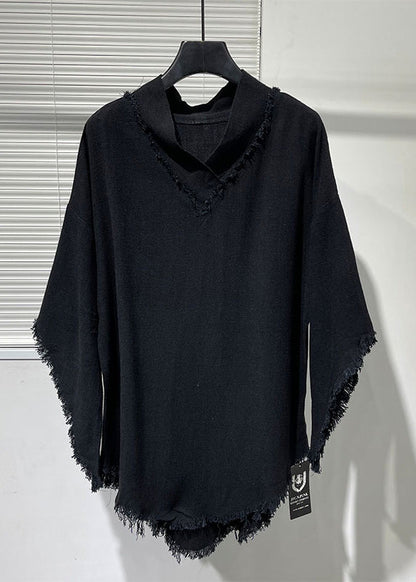 Original Asymmetrical Loose Linen T Shirt for Bat Sleeves