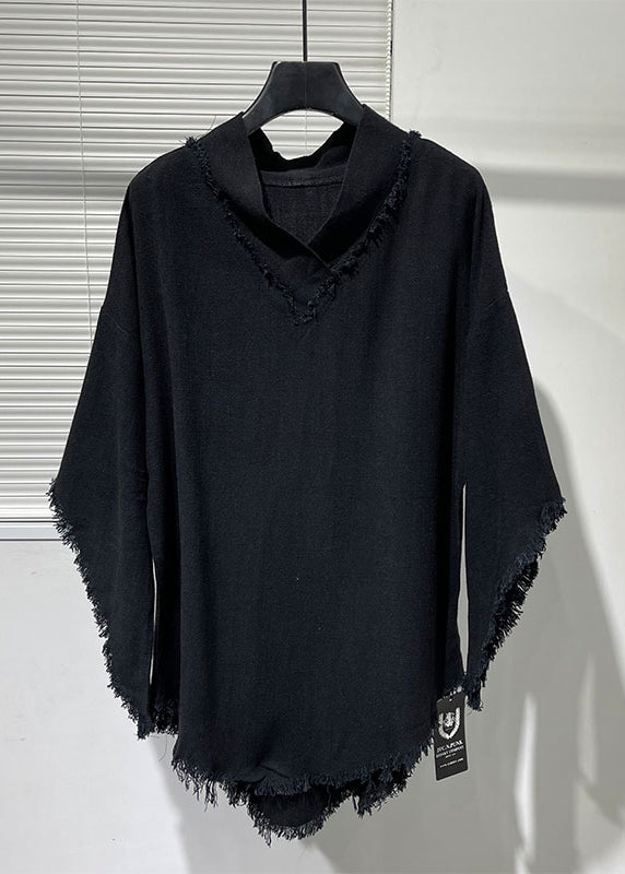 Original Asymmetrical Loose Linen T Shirt for Bat Sleeves