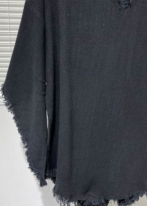 Original Asymmetrical Loose Linen T Shirt for Bat Sleeves