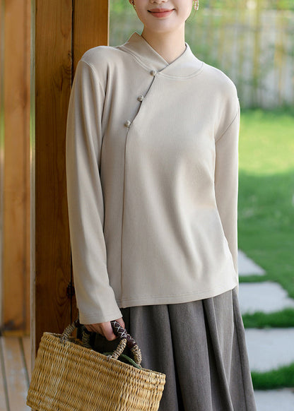 Red Stand Collar Warm Cotton Shirt Spring