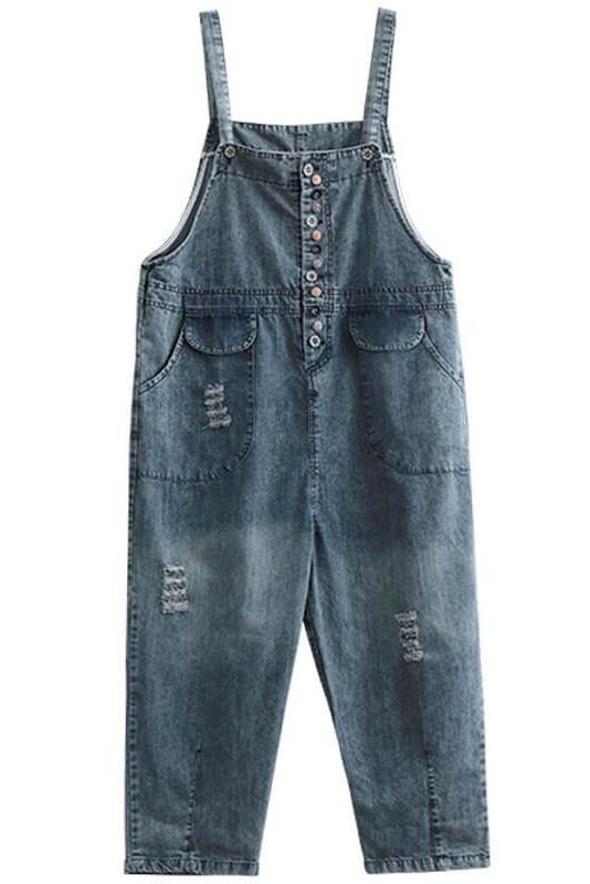 Cotton Breasted Hole Jumpsuits Dungarees