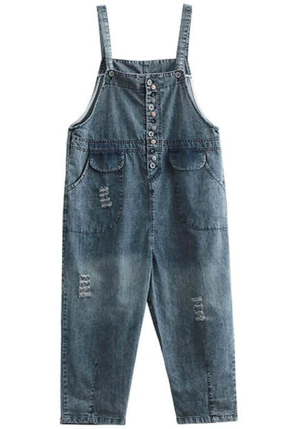 Cotton Breasted Hole Jumpsuits Dungarees