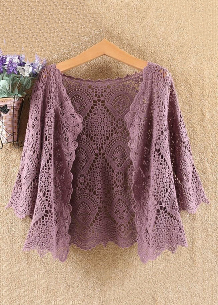 New Green Hollow Out Cotton Knit Cardigans Summer