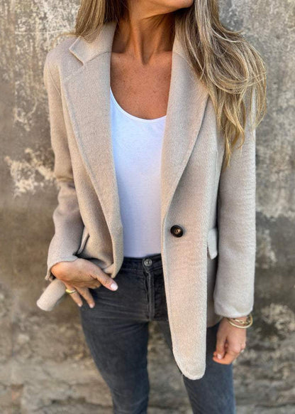 New Pink Lapel Button Down Woolen Suit Coat Autumn