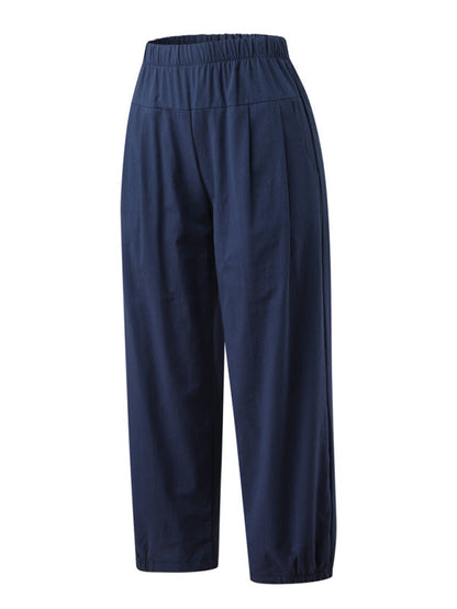 Loose Harem Pants High Waist Cotton Linen Cropped Pants Wide Leg Pants