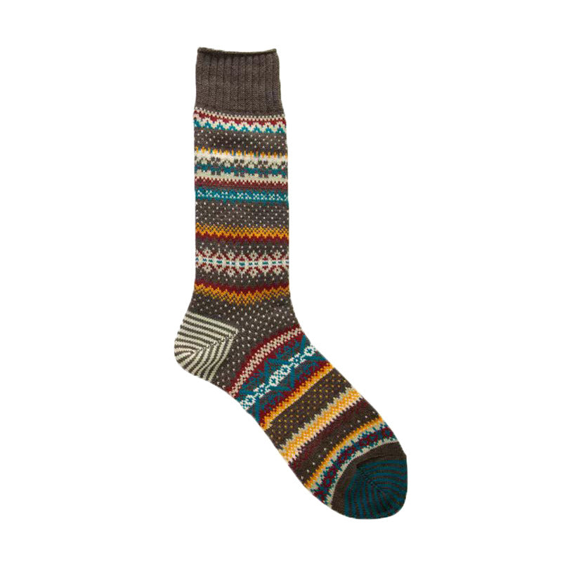 Soft Warm Retro Tribal Rainbow Contrasting Socks artswardrobe