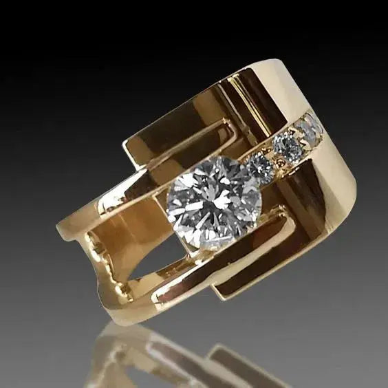 Irregular Zirconia Gold Ring