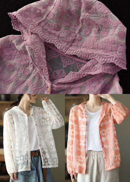 Boutique White Hooded Lace Upf 50+ Coat Cardigans Summer