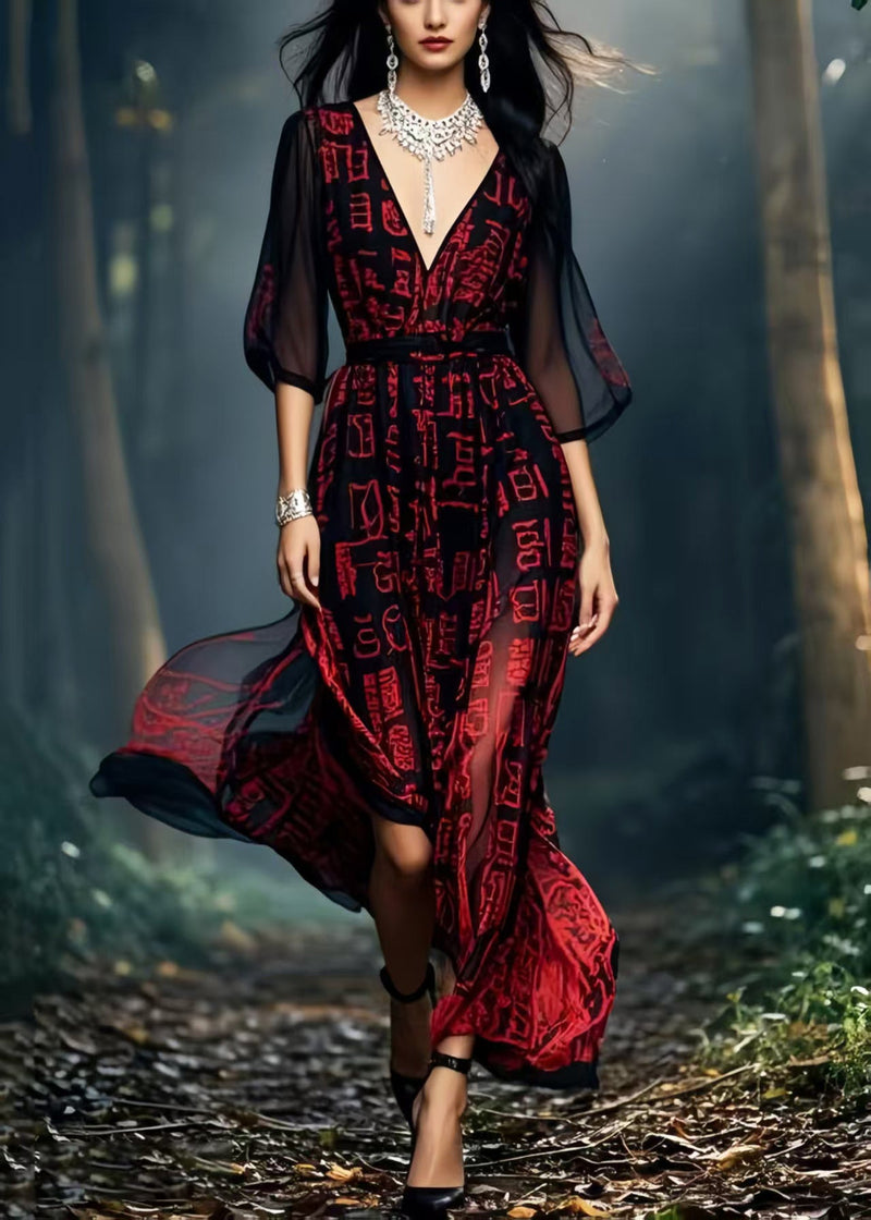 Black Tie Dye Chiffon Vacation Dresses Summer