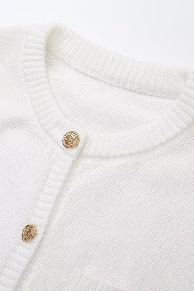 Daily Celebrities Color Buckle O Neck a Line Short Sleeve Dress