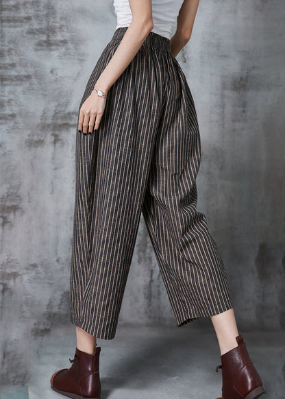 Dull Grey Oversized Striped Linen Harem Pants Summer