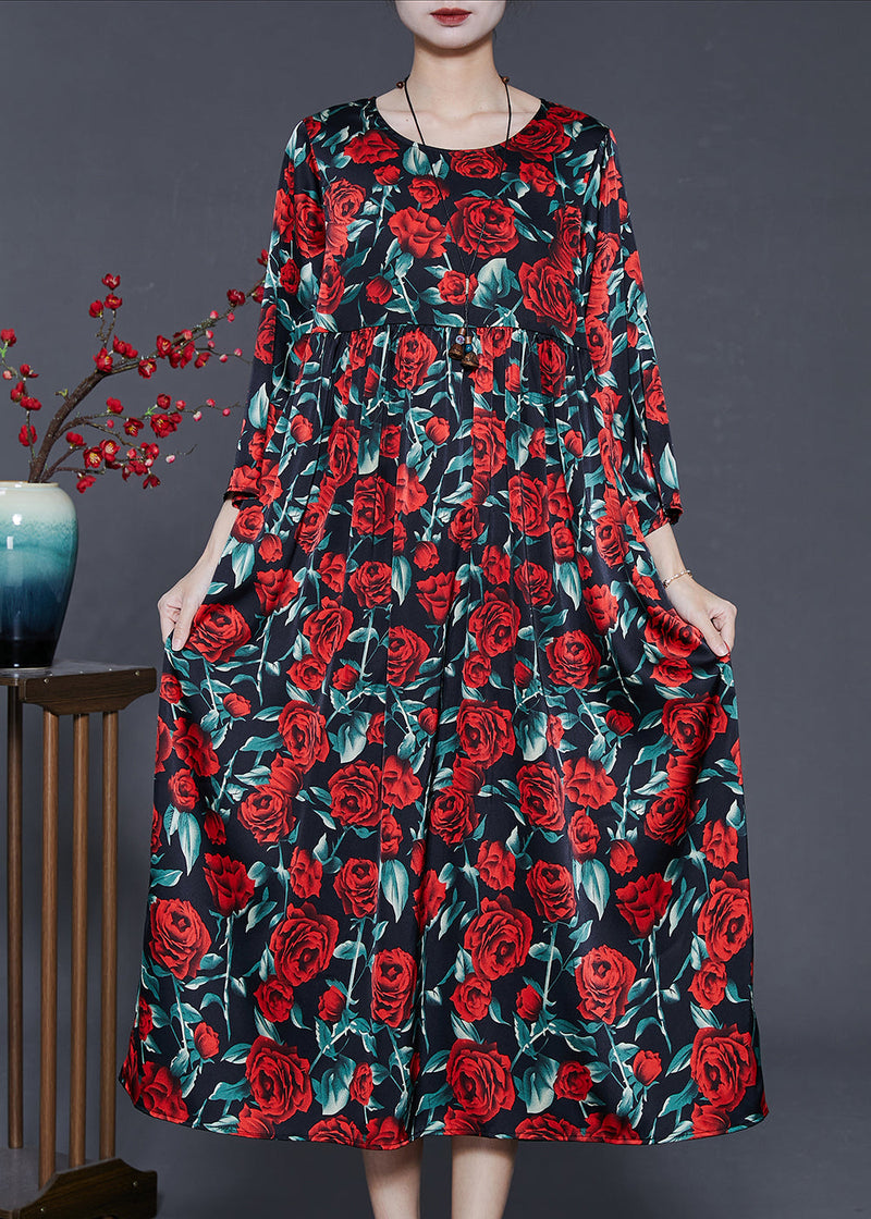 Organic Black Oversized Silk Long Dresses Summer
