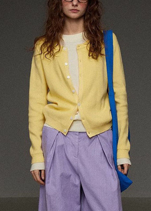 Brief Purple O-neck Button Knit Cardigans Fall