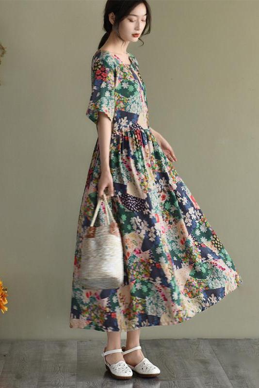 Limited Stock- Prints Short Sleeve Summer Loose Dress