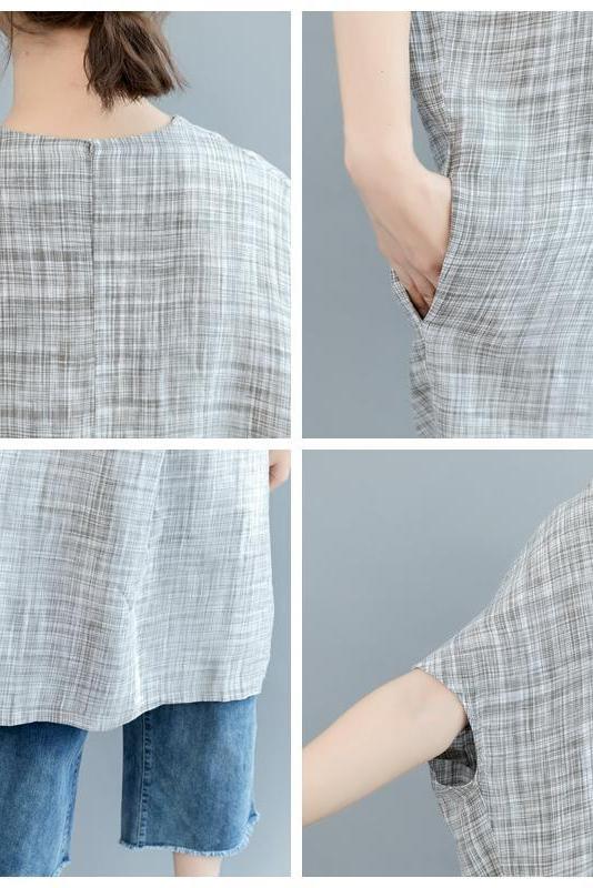 Summer Loose Bat Style Dress Linen Clothes for
