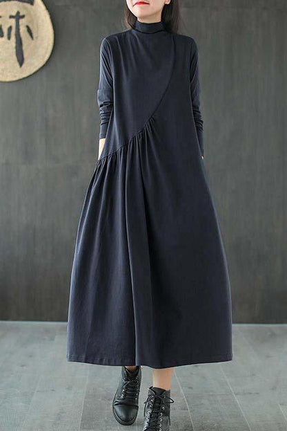 Limited Stock- Draped High Neckline Dress