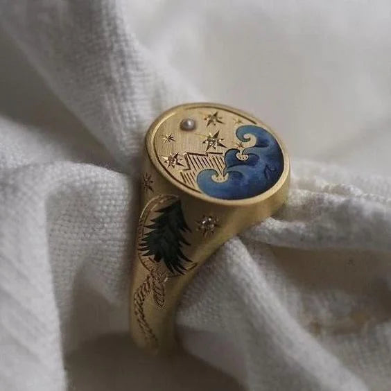 Wavy Gold Seal Ring