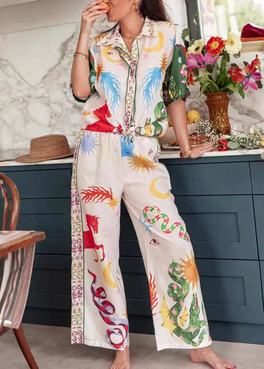 Print Tops and Pants Sets 2 Pieces Summer