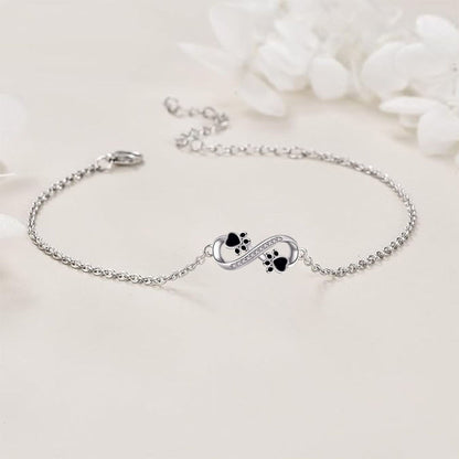Infinite Symbol Pendant Pet Paw Bracelet With Zirconia