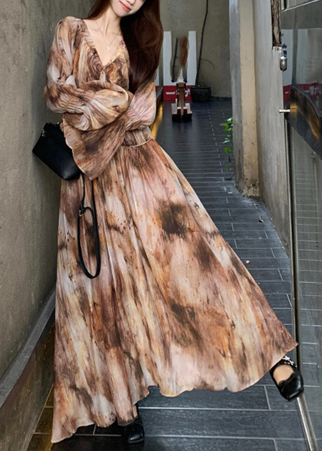 Tie Dye Long Dress and Spaghetti Strap Dress Two Pieces Set Spring