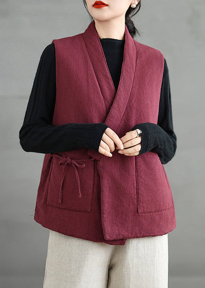 Mulberry V Neck Pockets Fine Cotton Filled Vest Sleeveless