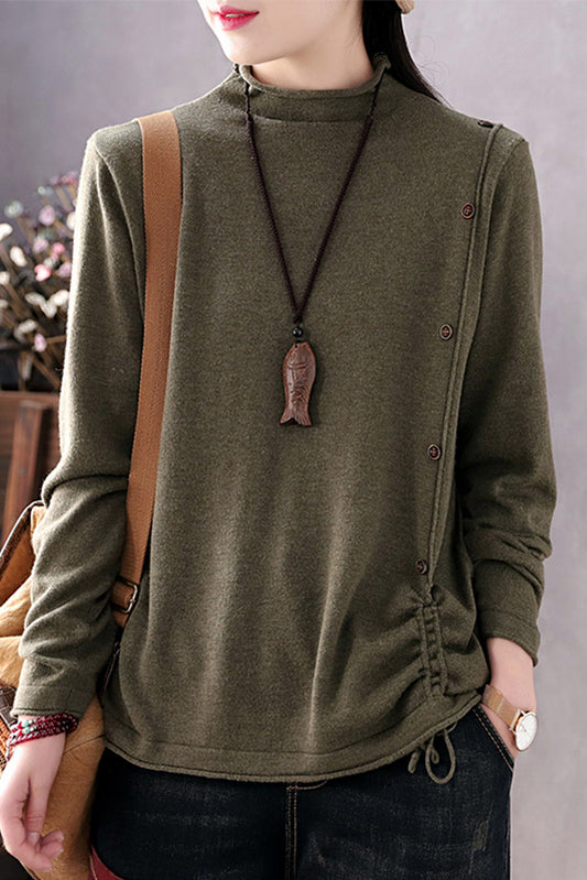 Retro Half High Neck Bottoming Shirt Loose Color Sweater