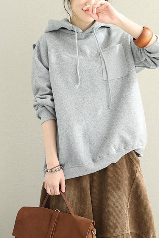 Loose Hoodie Brushed Cotton Fleece Warm Tops